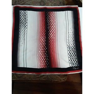Vintage Graphic Scarf, 1960s Paoli ,Signed, Red And Black 20.5x20.5 in